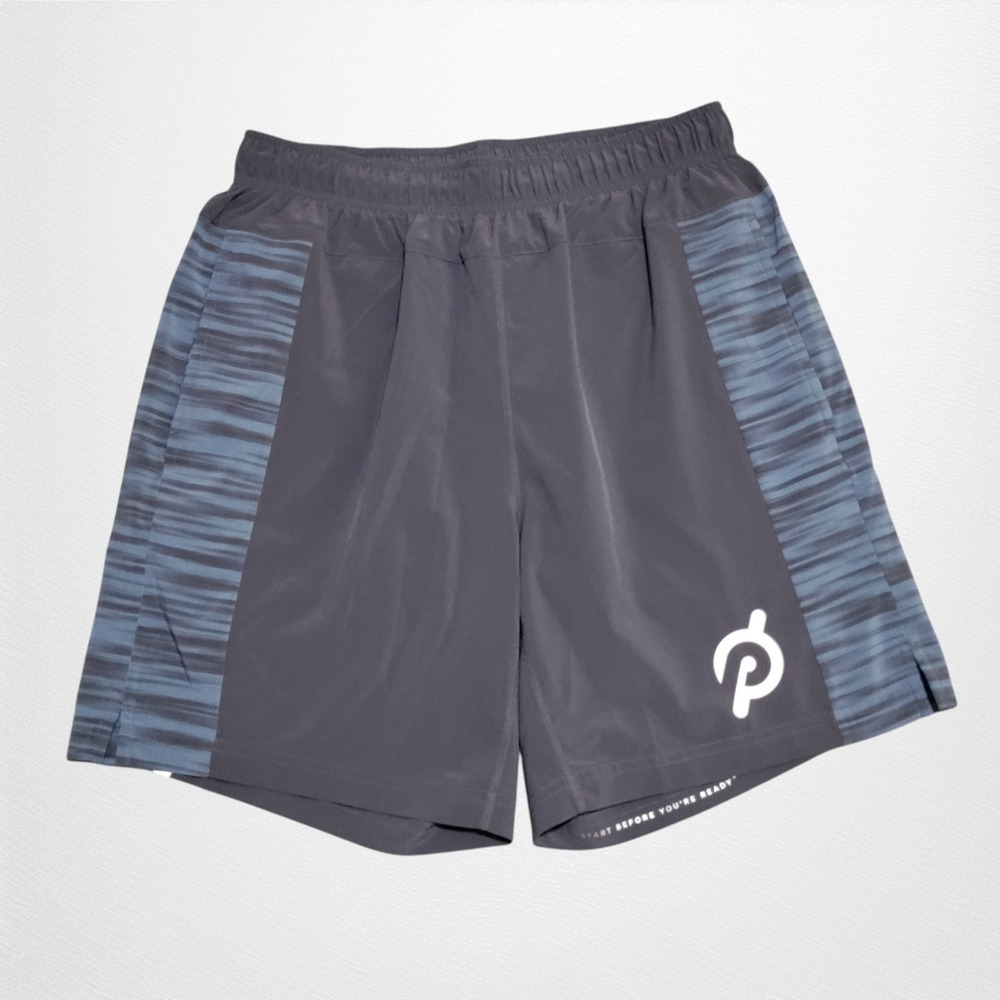 Peloton x Fourlaps Bolt Shorts Mens Small 7" Lined Gray Blue Athletic Training